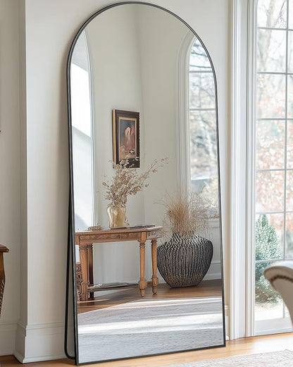 Antok Full Length Mirror, 71"x28" Arched Floor Mirror, Mirror Full Length with Stand, Wall Mounted Mirrors for Living Room Bedroom,Black