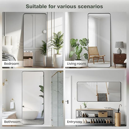 Anpark Rectangle Mirror Full Length 30" x 71" Large Floor Mirror Black Shadow Box Frame Wall Mounted for Home Decor Hanging Leaning Wall Full Body Dressing for Closet Bedroom