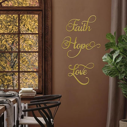 ESTART Faith Hope Love 3 Pieces Metal Wall Decor Inspirational Black Letter Sign Wall Art Rustic Vintage Farmhouse Word Metal Sign Family Wall Decor for Home Bedroom Living Room