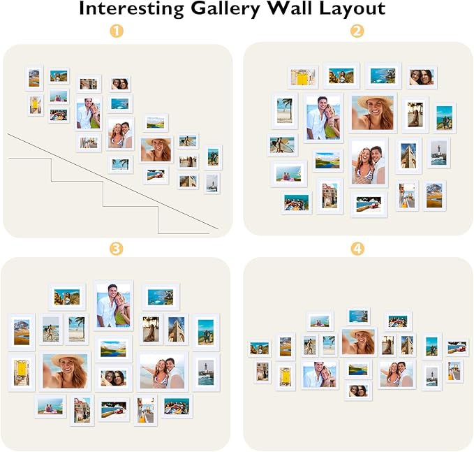 20 Packs Picture Frames Collage Wall Decor for Wall Hanging or Tabletop Display, Gallery Wall Frame Set for Family, Multi Sizes Photo Frames Collage Including 3Pcs 8x10, 8Pcs 5x7, 9Pcs 4x6, White