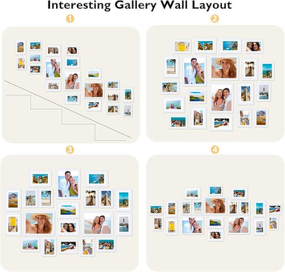 20 Packs Picture Frames Collage Wall Decor for Wall Hanging or Tabletop Display, Gallery Wall Frame Set for Family, Multi Sizes Photo Frames Collage Including 3Pcs 8x10, 8Pcs 5x7, 9Pcs 4x6, White