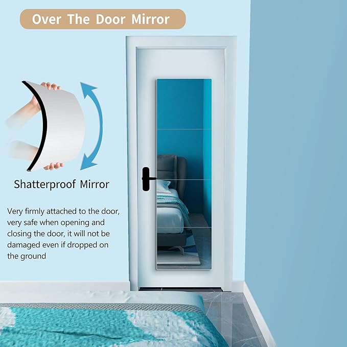 quegau Full Length Mirror for Kids Safety Shatterproof Mirror,Plastic Wall Mirrors,Made of Acrylic Plexiglass Mirrors,4 Pcs 10"x10",Long Bedroom Door Closet Miroir,Workout for Home Gym Body Miroir