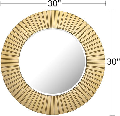 Chende Gold Mirror for Wall Decor, 30'' X 30'' Round Decorative Wall Mirror with Wood Frame, Elegant Accent Mirror for Living Room, Entryway, Bathroom