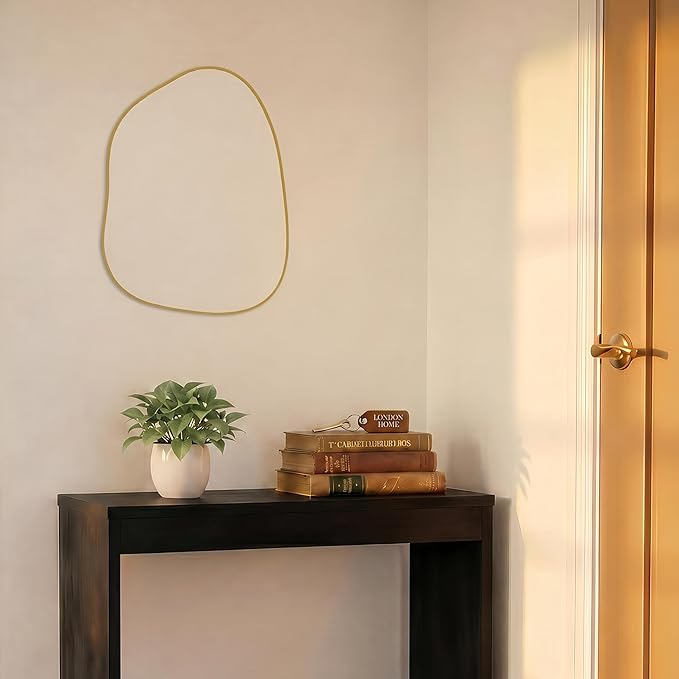 PERFNIQUE Irregular Wall Mirror Asymmetrical Mirror, 16''x12'' Gold Mirror for Bathroom Bedroom Living Room Entryway, Decorative Modern Wall Decor, Wall Mounted (Gold, 16''x12'')
