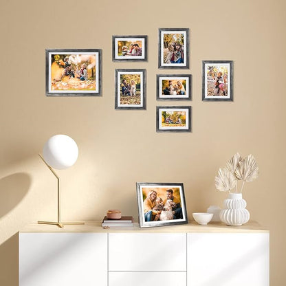 Giftgarden Antique Silver Picture Frames Assortment for Multiple Sizes Photos, Four 4x6, Four 5x7, Two 8x10, Gallery Frame Collage for Wall or Tabletop, Set of 10, Rustic Distressed Silver