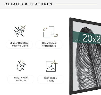 MCS Studio Gallery 20x27 Poster Frame Black Woodgrain Engineered Wood, Vertical & Horizontal Wall Hanging Large Picture Frame for Photos, Posters & Art Prints (1-Pack)