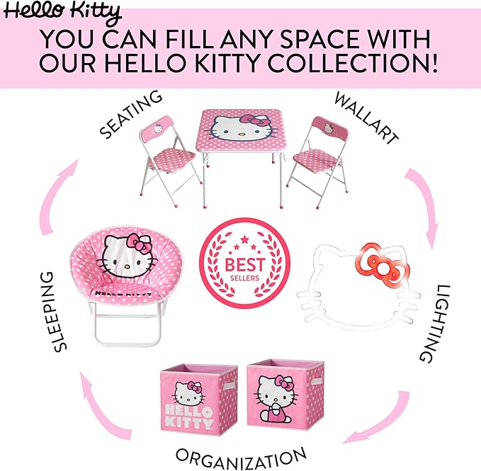 Hello Kitty LED Wall Art for Kids,Light-Up Canvas Wall Décor by Sanrio,11.5" x 15.75", Battery Operated Night Light for Bedrooms & Playrooms