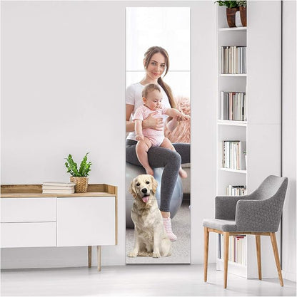 EVENLIVE® Full Length Mirror Tiles, Frameless Glass Wall Mirror 12 Inch x 4 Pieces, Body Mirror, Long Mirror, Gym Mirrors for Home Gym, for Door, Closet, Room, Easy to Install