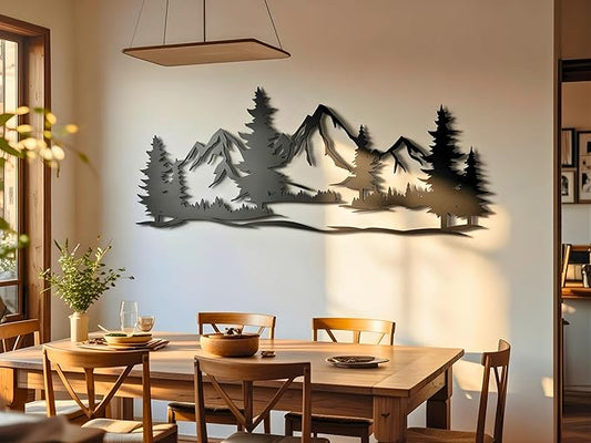 Vailla Mountain Art Large Mountains Wall Decor Wood Wall Art 3D Wall Hanging Home Decoration Nature 3D Textured Sculptures Mountain Rivers Decorative Painting Suitable For Living Room Bedroom Office