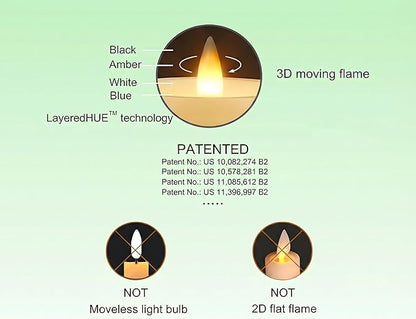 Flameless Taper Candles Flickering with Remote and Timer, 3D Moving Flame Taper Candle Battery Operated to 400 Hours, 9 Inch Window Candles, (Pink-Vertical Stripes)