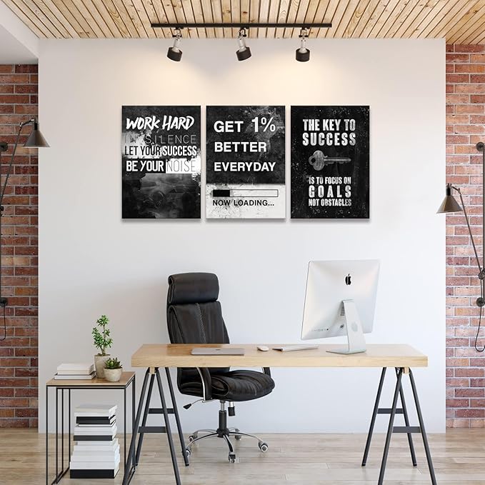 KAWAHONE Success Canvas Wall Art for Home Office Workplace, Perseverance Leader Canvas Quotes Motivate Success Positive Poster Framed Motivation Gift Ready to Hang