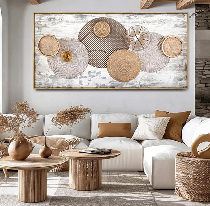 Wall Art Floral Rustic Wall Decor Yellow and White Canvas Painting Abstract Wall Art for Bedroom Living Room Dining Room Home Office Decor 30"x60" with Framed