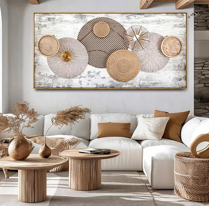 Wall Art Floral Rustic Wall Decor Yellow and White Canvas Painting Abstract Wall Art for Bedroom Living Room Dining Room Home Office Decor 20"x40" with Framed