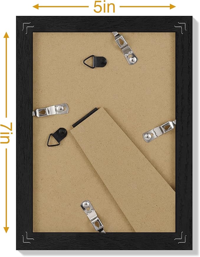 Vittanly 5x7 Picture Frames Set of 9, Display 4x6 Pictures with Mat or 5x7 without Mat, Photo Frames for Wall or Tabletop with Plexiglass, Engineered Wood, Black&Brown&Dark Grey
