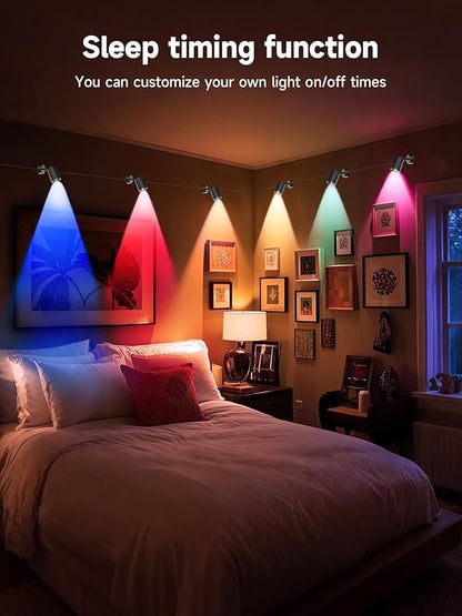 Tyute LED Spot Lights Indoor, RGB Color Changing Uplighting with App & Remote Control, Music Sync, Timer Function, Ambient Lighting Indoor Spotlight for Living Room Bedroom Party Decoration