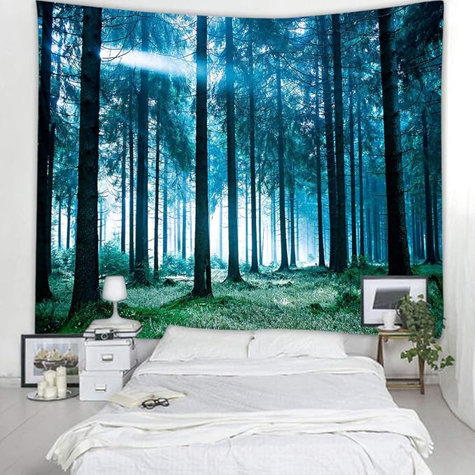 Llamazing Forest Tapestry - Home Decor Landscape for Living Room & Bedroom (Forest White Light, 78''L60''W)