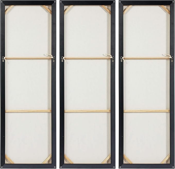 Empire Art Direct Abstract Wall Art Textured Hand Painted Canvas by Martin Edwards, Triptych, 60" x 20" each, Silver Ice