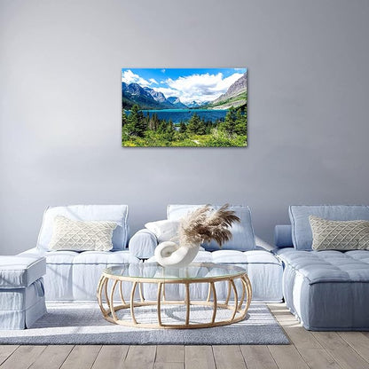 SKASNFAI Lake Wall Art Scenic Nature Canvas Prints National Park Framed Artwork Pictures for Living Room (12x16 inch)