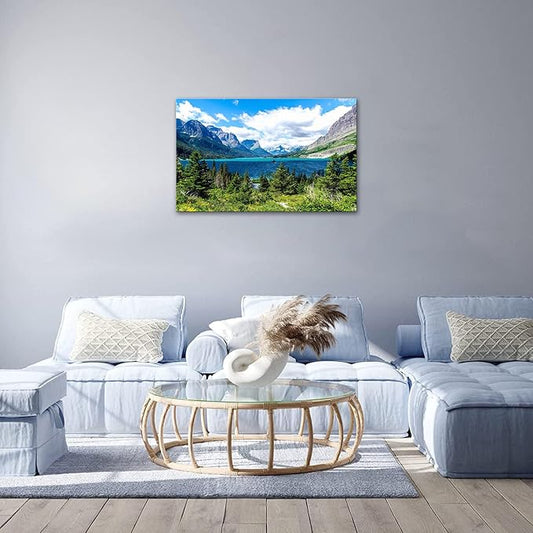 SKASNFAI Lake Wall Art Scenic Nature Canvas Prints National Park Framed Artwork Pictures for Living Room (12x16 inch)