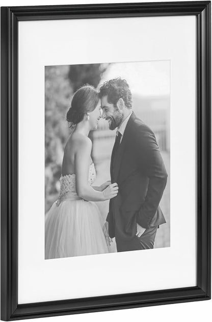 Kate and Laurel Adlynn Rectangle Picture Frame Set of 4; 11 x 14 matted to 8 x 10; Black; Modern Glam Four-Piece Frame Set for Gallery Wall Frame Set in Living Room Wall Decor