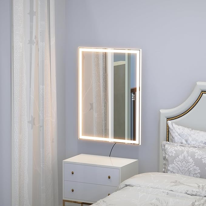 ANYHI Large Vanity Mirror with Lights, 36.2" x 26.8" Hollywood Lighted Vanity Mirror, 10X Magnification, Smart Touch Control, 3 Color Modes, Memory Function,USB Charging, Tabletop or Wall Mount, White
