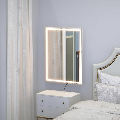 ANYHI Large Vanity Mirror with Lights, 36.2" x 26.8" Hollywood Lighted Vanity Mirror, 10X Magnification, Smart Touch Control, 3 Color Modes, Memory Function,USB Charging, Tabletop or Wall Mount, White
