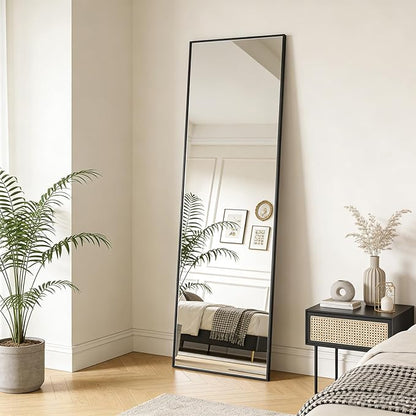 Ruomeng 51x16 Inch Full Length Door Hanging Mirror, Rectangle Full Body Mirror Over The Door, Wall Mounted Metal Aluminum Framed, Tempered Glass Mirror for Bathroom Entryway Bedroom Living Room