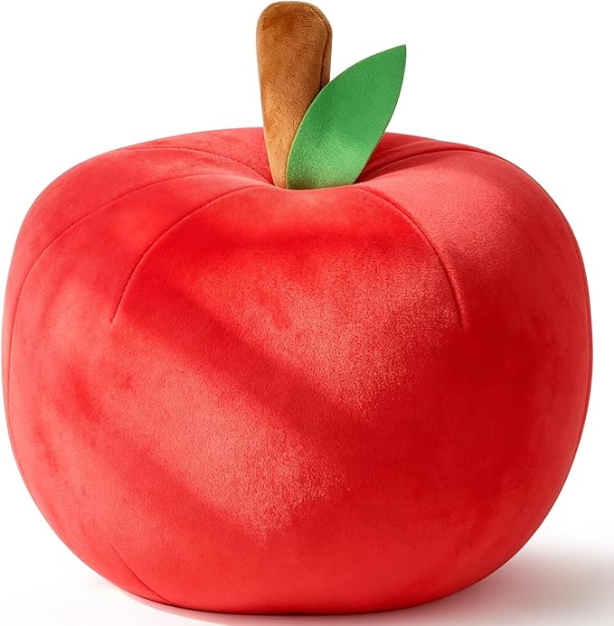 LANPU Cute Apple Shaped Plush Pillow – Soft Fruit Cushion for Couch, Sofa, or Bed, Adorable Decorative Throw Pillow for Room, Living Room & Home Decor (8 Inch, Red)