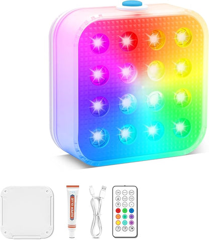 Rechargeable Pool Lights with Remote, 16 Color Changing Submersible LED Lights, Waterproof Pool for inground, Ponds, Bathtub Decorations, 1 Pack