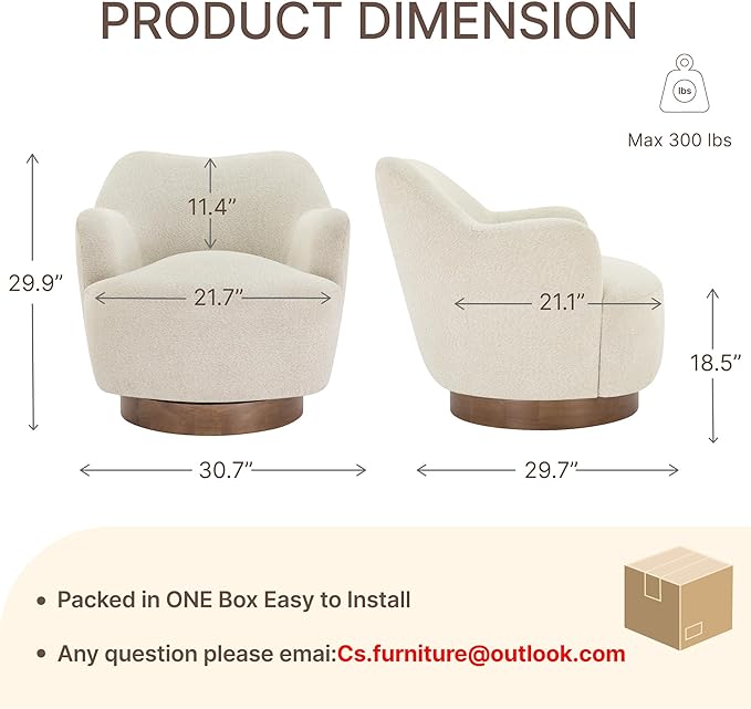 Swivel Accent Chair Set of 2,Upholstered Barrel Chair with Curves Camel Back Design,Modern Arm Chair with Wooden Base for Living Room Bedroom Reading Waitingroom,Linen