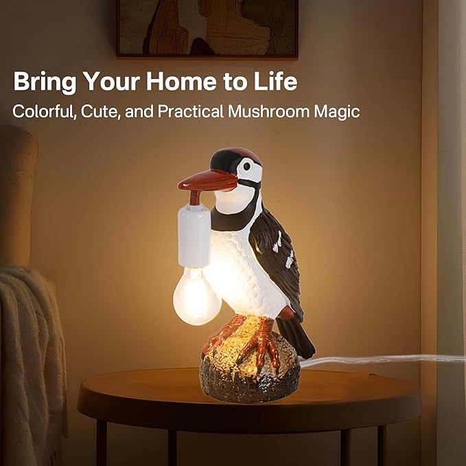 Bird Lamp Table Lamp,Woodpecker Design with LED Bulb,Crow lamp Table Light,Bird Desk Lamp,Table Lamp Crow Decor for Bedroom,Living Room Decoration Woodpecker Desk Lamp
