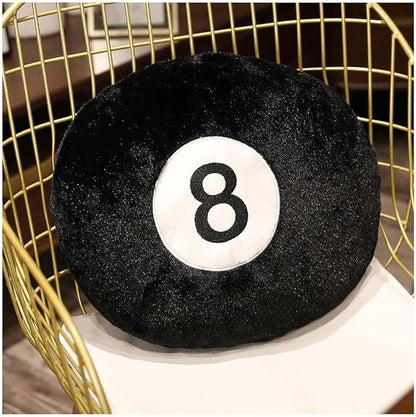 Cyprinus Carpio Emulation Black Billiards 8 Ball Stuffed Pillow, Soft Round Sleeping Cushion for Home Bed Sofa Couch Decor (1, 14 * 14 Inch)