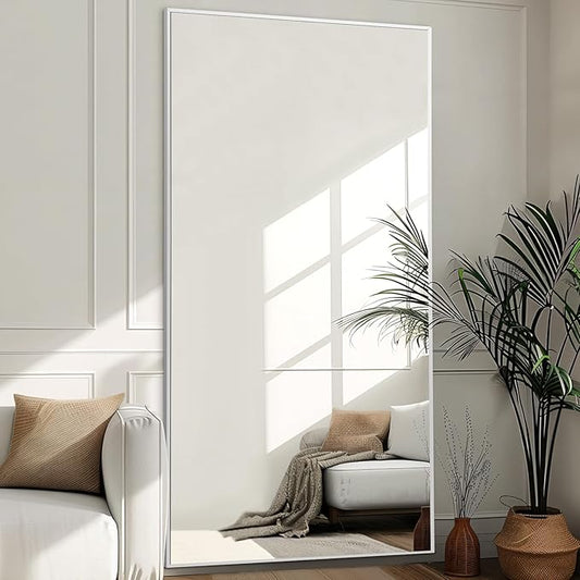 MELOMOIR 81"x41" Oversized Floor Mirror, Free Standing Leaning or Hanging, Suitable for Bedroom Living Room Home Gym Cloakroom, Thin Aluminum Frame, Tempered Glass, Silver