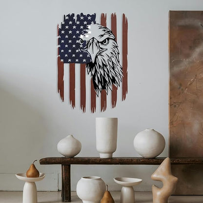 American Eagle Metal Wall Art American Flag Wall Decor Eagle Wall Signs Fourth of July Independence Day Decorations Metal Wall Decor For Home Office Living Room Indoor Outdoor ( colorful 11.2 x 16.6 In )
