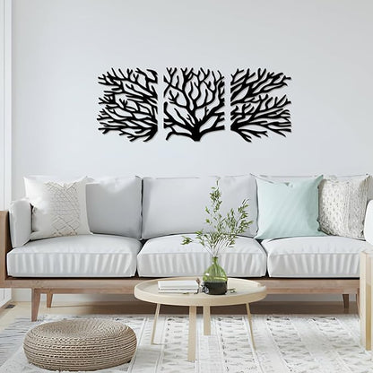 Tree of Life Wall Art Wooden Tree Life Wall Decor with Three Birds 12 Inch Round Family Tree Life Wall Hanging Plaque for Bedroom Living Room Kitchen Office Farmhouse Decor Indoor Outdoor (Tree of Life Wall Art - Black)