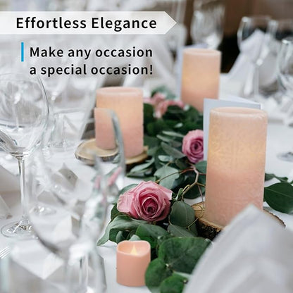 FURORA LIGHTING Pink Rome Real Wax LED Candles with Remote and Timer, 4 Pillar and 4 Votives Pack of 8, Flameless Flickering Candles for Home Décor, Battery Included