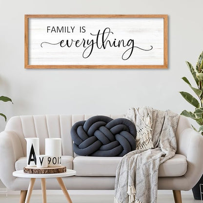 AuraPeak Family Is Everything Wall Decor Rustic Dining Room Sign for Horizontal Home Living Room Entryway Hallway Wood Hanging Plaque Wall Art Decoration (Wood 40"×15")