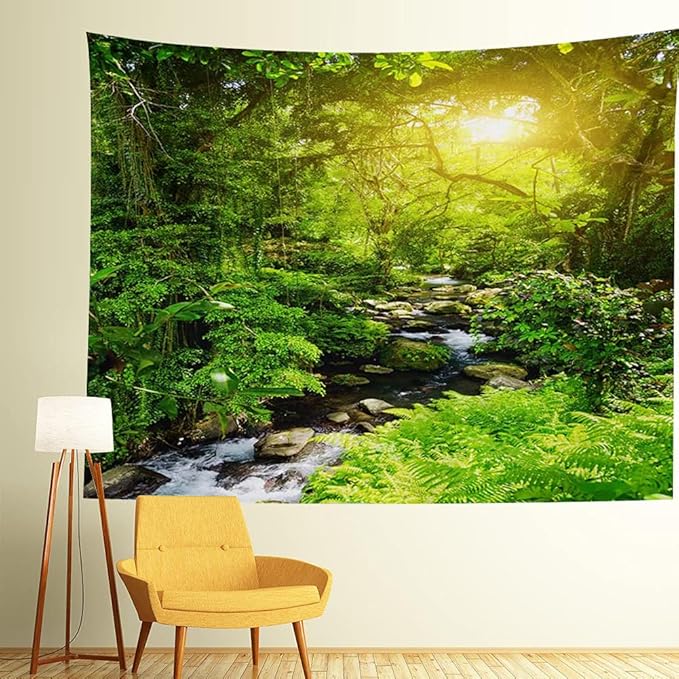Llamazing Forest Tapestry - Home Decor Landscape for Living Room & Bedroom (Forest Creek, 60''L51''W)