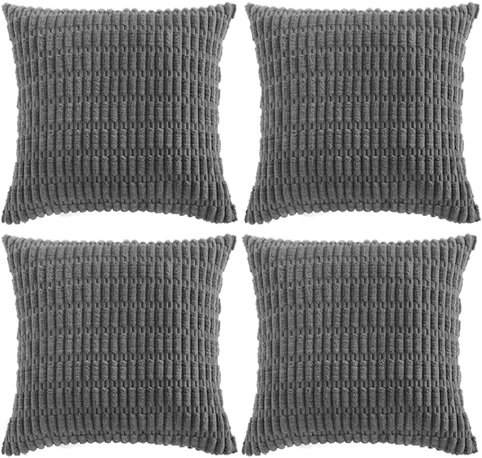 Fancy Homi 4 Packs Decorative Throw Pillow Covers for Living Room Couch Bed, Modern Farmhouse Boho Home Décor Accent Cushion Case, 20" x 20", Dark Gray