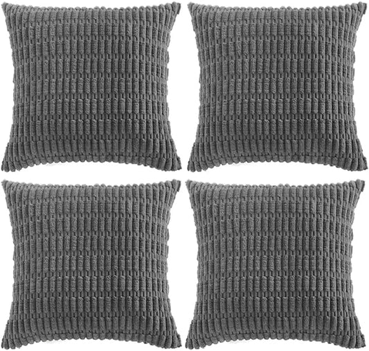 Fancy Homi 4 Packs Decorative Throw Pillow Covers for Living Room Couch Bed, Modern Farmhouse Boho Home Décor Accent Cushion Case, 20" x 20", Dark Gray