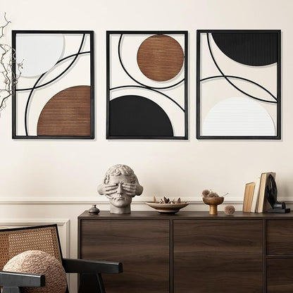 Oakrain 3 Pack Metal Wall Art, Abstract Minimalist Modern Wall Decor for Living Room, Bedroom, Office, Entryway