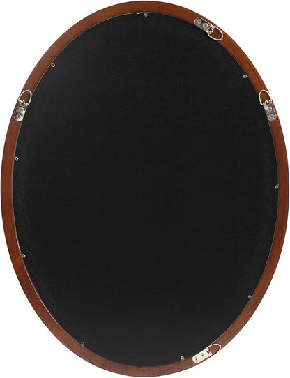 Kate and Laurel Hogan Mid-Century Oval Framed Wall Mirror; 18 x 24; Dark Walnut; Decorative Modern Wood Mirror with Soft Curvature and Oval Shape