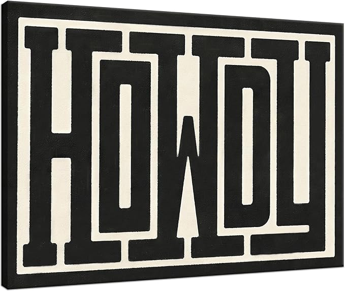 QIYFFBN Framed Vintage Funky Big Howdy Canvas Wall Art Western Modern Design Wall Decor Black and White Southwestern Country Ranch Sign Picture Print Minimalism Living Room(16x24in Framed)