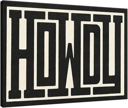 QIYFFBN Framed Vintage Funky Big Howdy Canvas Wall Art Western Modern Design Wall Decor Black and White Southwestern Country Ranch Sign Picture Print Minimalism Living Room(16x24in Framed)