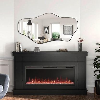 Irregular Mirror, 47.2"x23" Large Asymmetrical Wall Mirror, Odd Shaped Mirrors, Modern Abstract Frameless Mirrors for Living Room Bedroom Entryway Hallway, Horizontal or Vertical Hanging