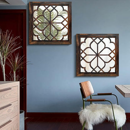 Wocred 20inch 2 PCS Square Wall Mirror,Gorgeous Rustic Farmhouse Accent Mirror, Caramel Color Entry Mirror for Bathroom Renovation,Bedrooms,Living Rooms and More.