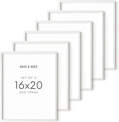 HAUS AND HUES White Oak Wood 16x20 Picture Frames - Set of 6, Gallery Frames for Posters and Wall Art
