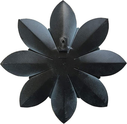 Ocean Blue Metal Flower Wall Art Decor, 9.5" Rustic Modern Floral Sculpture, Distressed Hanging Home Decoration Accent Artworks for Indoor Bedroom Living Room Office Outdoor Garden Patio
