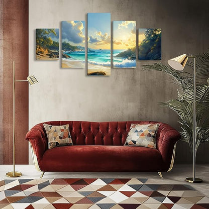 Landscape Coastal Wall Art for Living Room Beach Canvas Wall Art Prints Artwork for Walls Nature Ocean Scenery Wall Paintings Wall Poster Wall Decor for Bedroom Home Office Decor - 50"W x 24"H