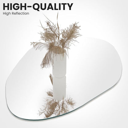 TRAHOME Irregular Asymmetrical Wall Mirror for Living Room Bathroom Entryway, Modern Decorative Mirror Hanging (Hook Style, 36'' x 24'')